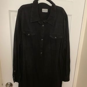 Soft black denim shirt dress